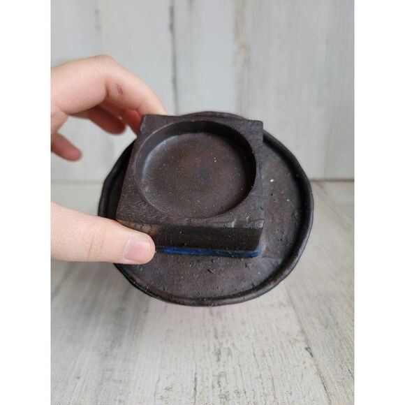 Snowman face happy tealight holder hat scarf Xmas figure - Picture 6 of 7